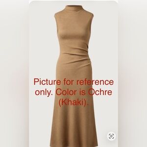 OGL Cashsoft Mockneck Sleeveless Midi Dress 
Ochre (Khaki) Size XS